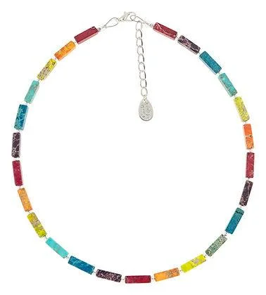 Ladies necklaces soft curve necklaces-Carrie Elspeth Rainbow Jasper Full Beaded Necklace