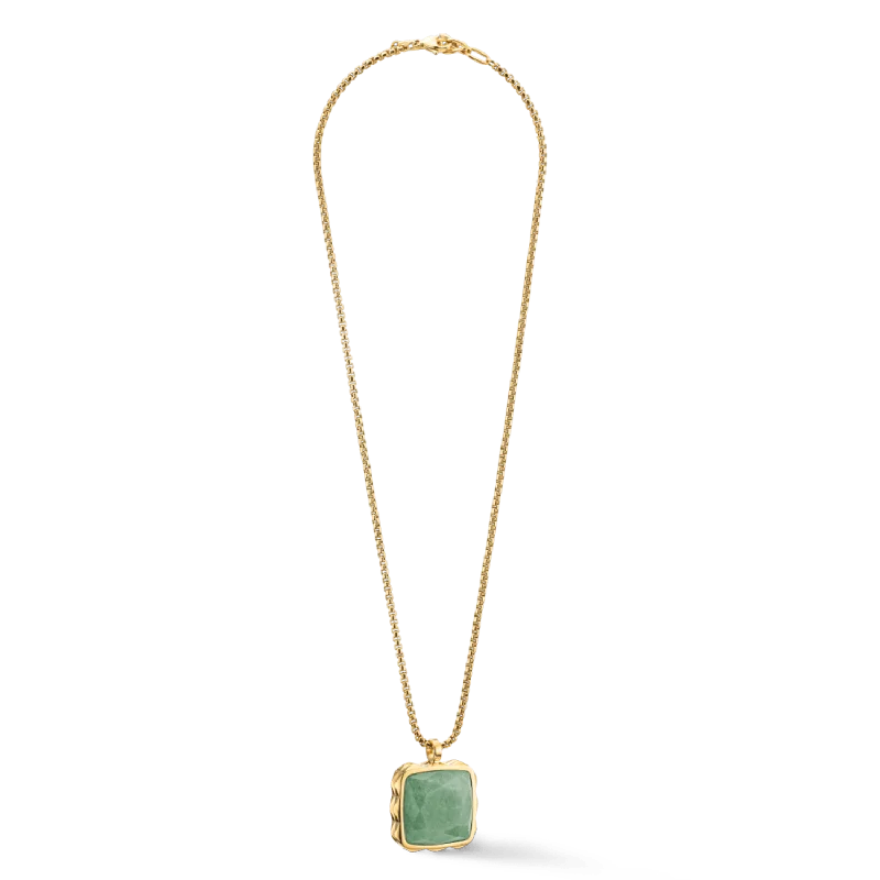 Ladies necklaces rainbow gem designs-Coeur De Lion Gold Green Aventurine Square Spikes Necklace