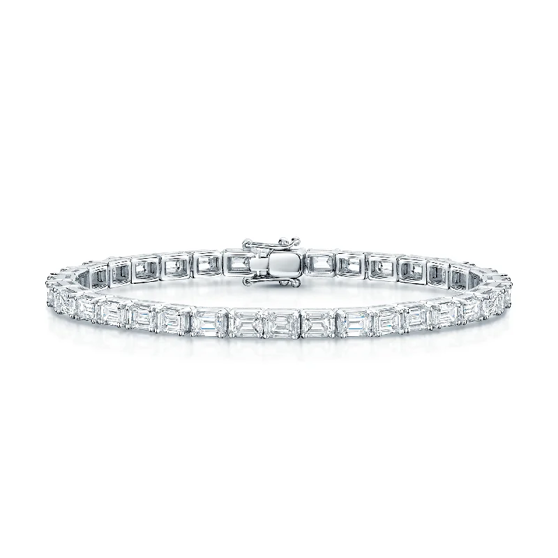 Ladies bracelets Chinese symbol styles-Ladies bracelets Chinese symbol styles-18ct White Gold Emerald Cut Diamond Tennis Bracelet