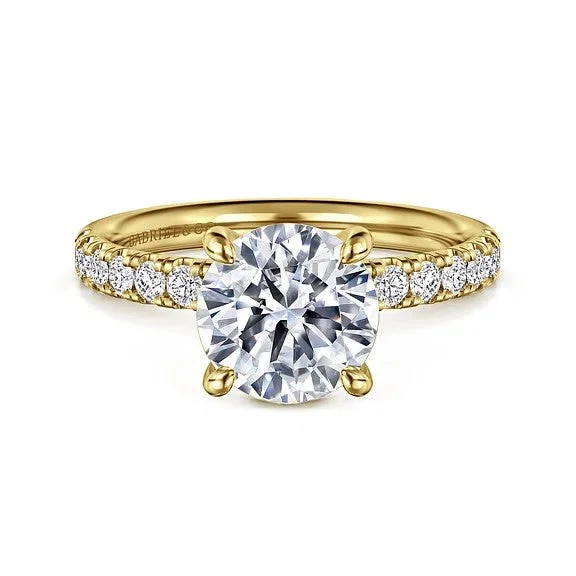 Ladies engagement rings proposal solitaires-Winslow - 14K Yellow Gold Round Diamond Engagement Ring (Setting Only)