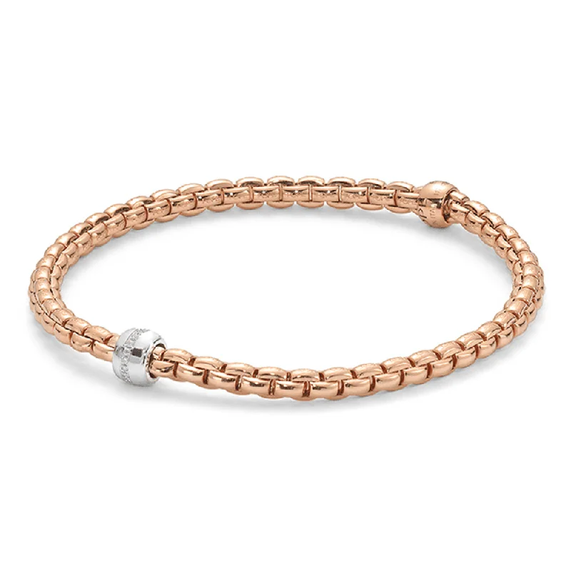 Ladies bracelets Valentine’s Day specials-Ladies bracelets Valentine’s Day specials-Eka 18ct Rose Gold Bracelet with Diamond Set Rondel