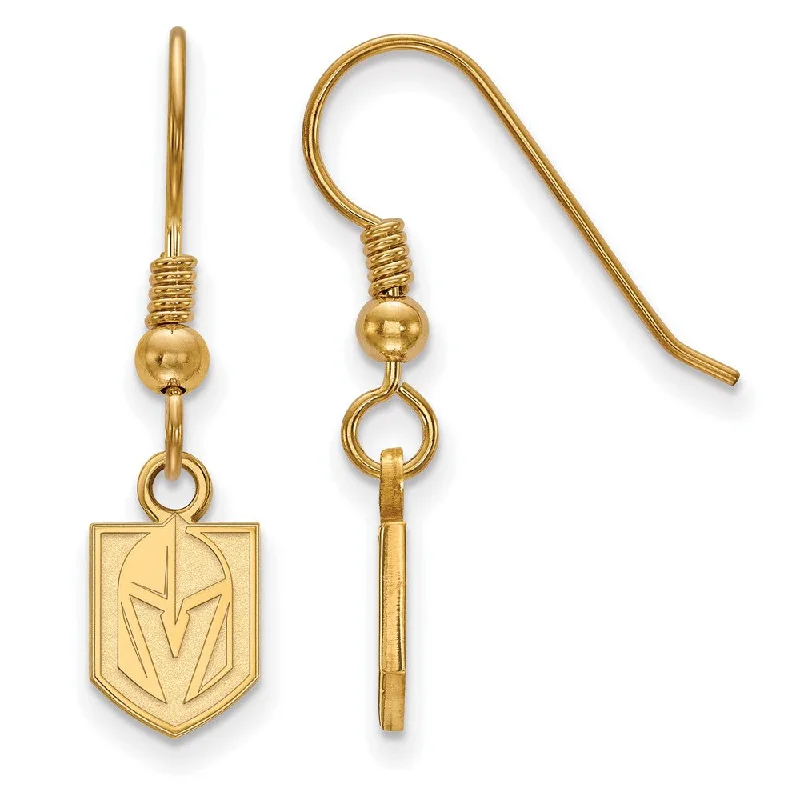 Ladies earrings distressed look designs-SS 14k Yellow Gold Plated NHL Vegas Golden Knights XS Dangle Earrings