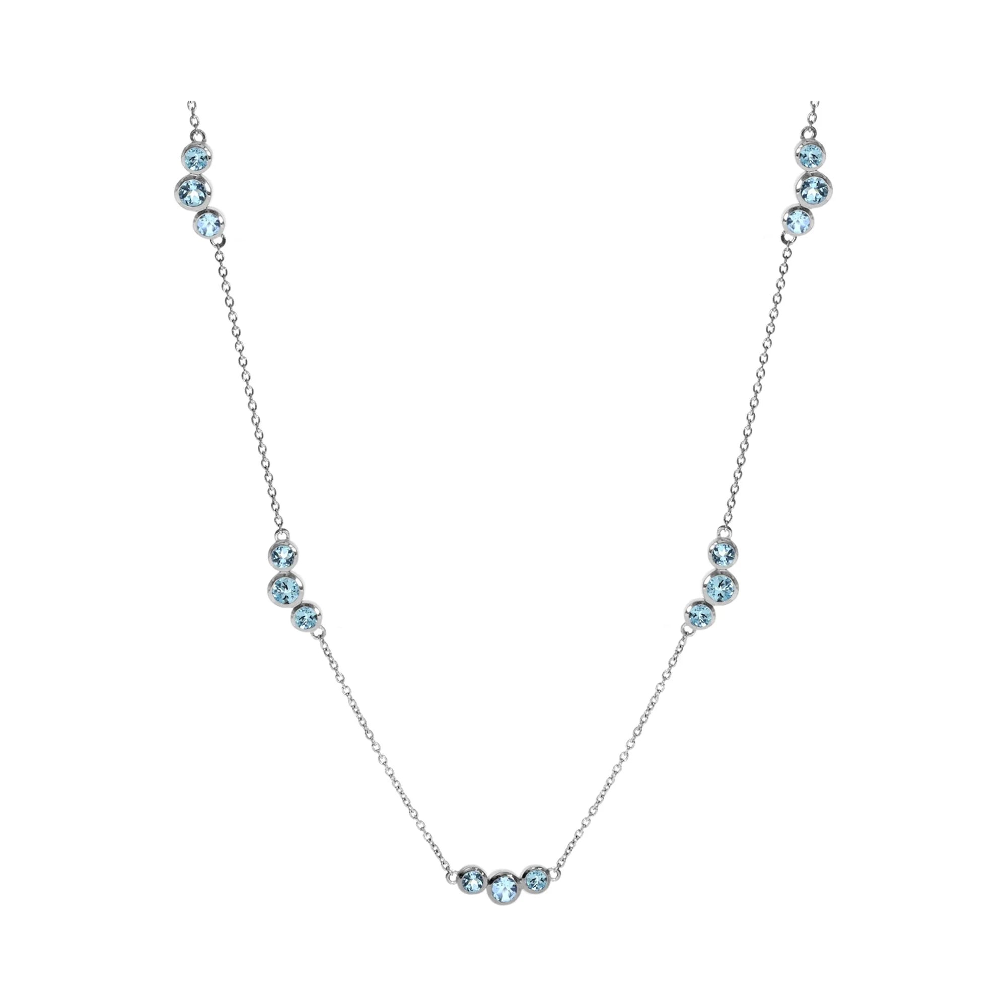 Ladies necklaces movable stone necklaces-Sterling Silver Blue Topaz Cluster Necklace