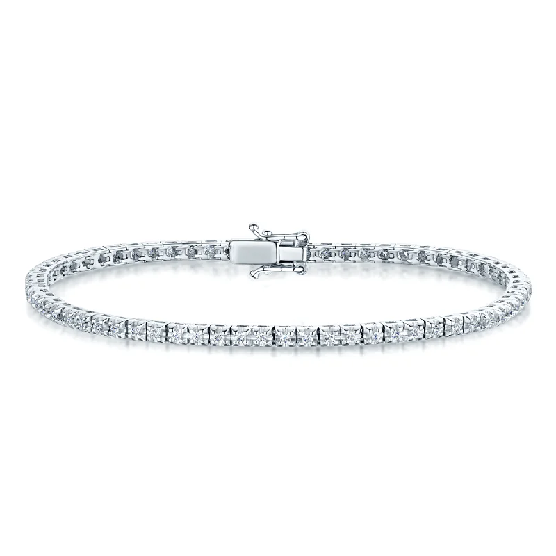 Ladies bracelets wide cuff styles-Ladies bracelets wide cuff styles-18ct White Gold Brilliant Cut Diamonds Four Claw Set Tennis Bracelet