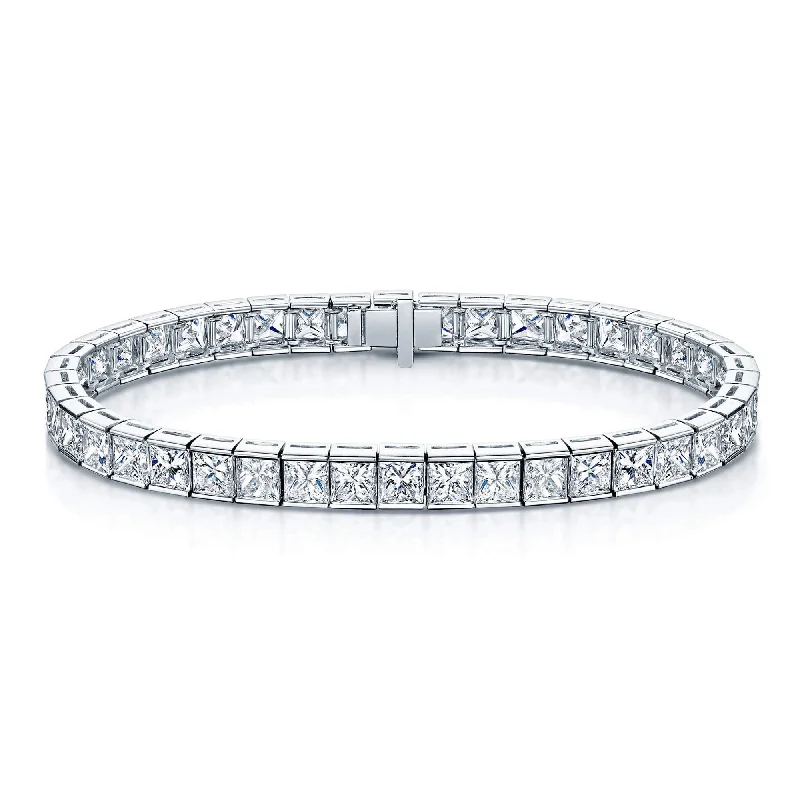 Ladies bracelets ruby gem accents-Ladies bracelets ruby gem accents-Platinum Princess Cut Diamond Channel Set Tennis Bracelet