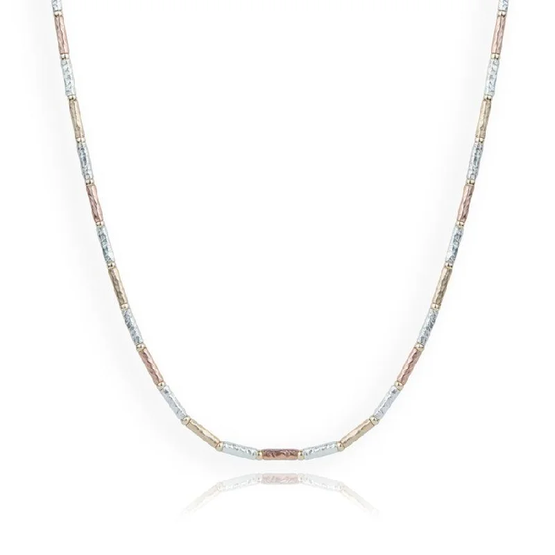 Ladies necklaces seasonal discount offers-Lavan 3-Tone Gold and Sterling Silver Necklace