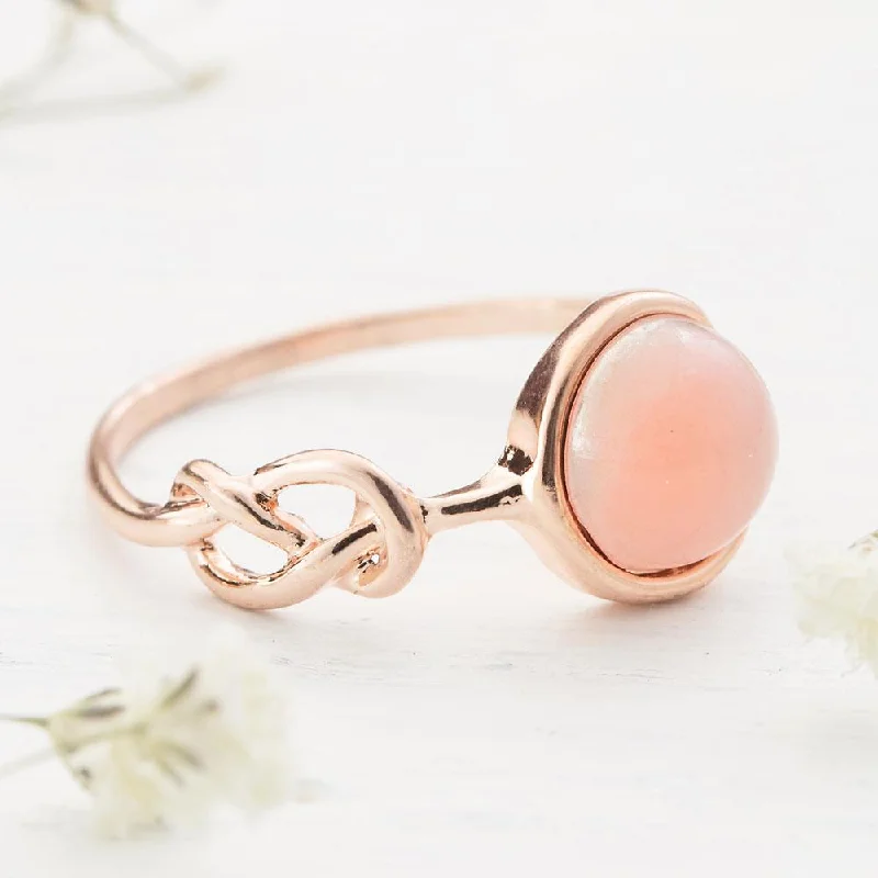 Ladies rings fair trade styles-Pink Moonstone Crystal Ring