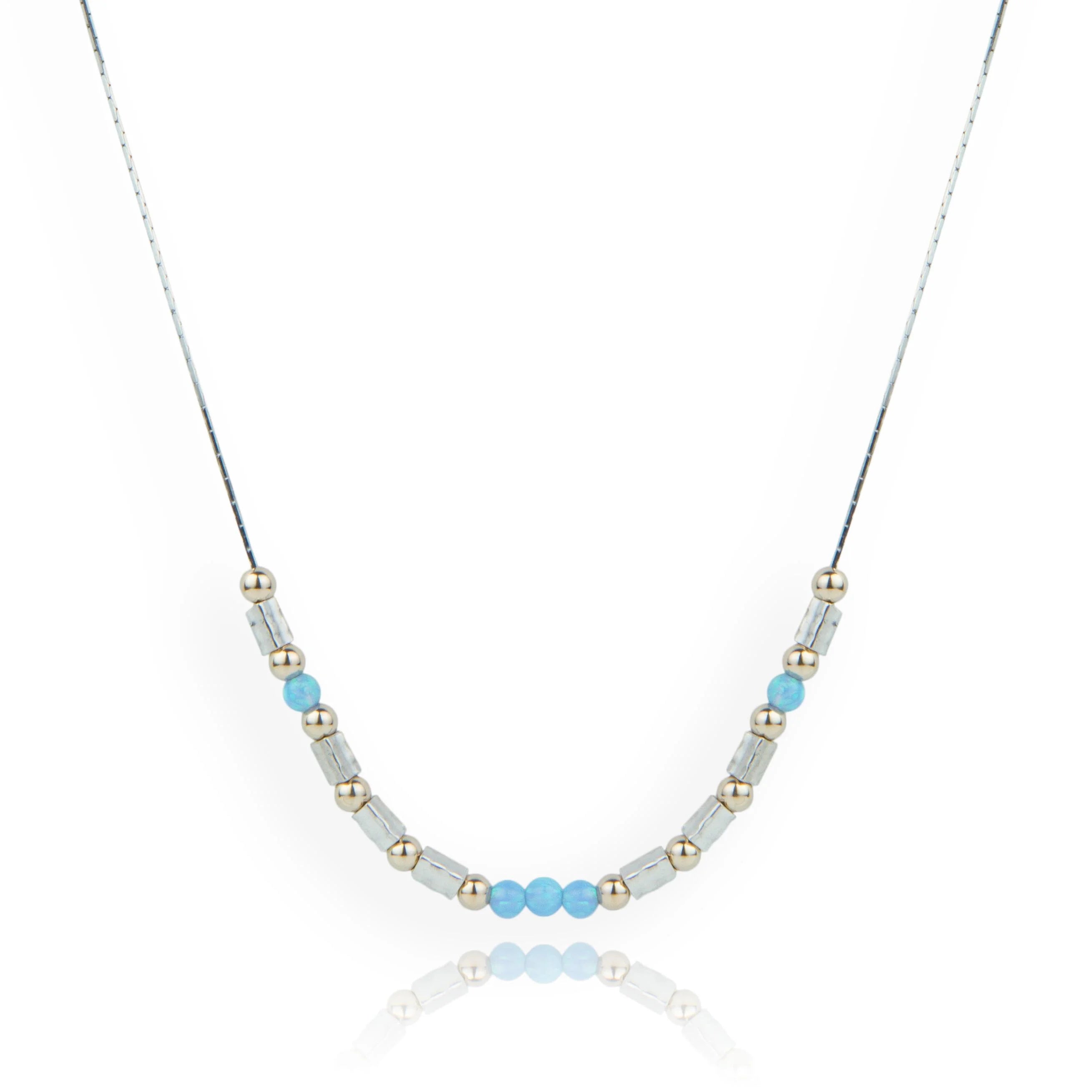 Ladies necklaces multi-stone necklaces-Lavan Gold and Silver Opal Necklace