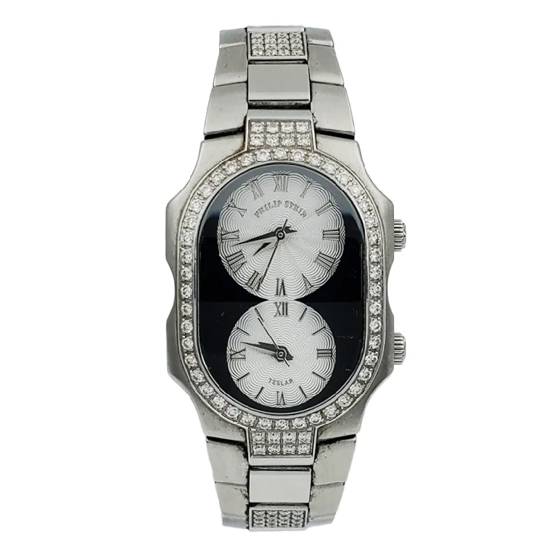 Ladies bracelets ergonomic shape designs-Ladies bracelets ergonomic shape designs-Ladies Philip Stein Teslar Stainless Steel Watch with Diamond Bracelet, Silver Dial and Diamond Bezel. (Pre-Owned)