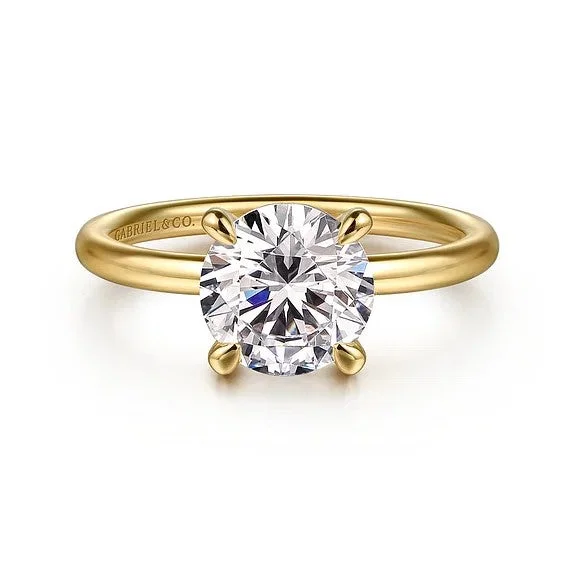 Ladies engagement rings exclusive solitaires-Tiana - 14K Yellow Gold Round Solitaire Diamond Engagement Ring (Setting Only)