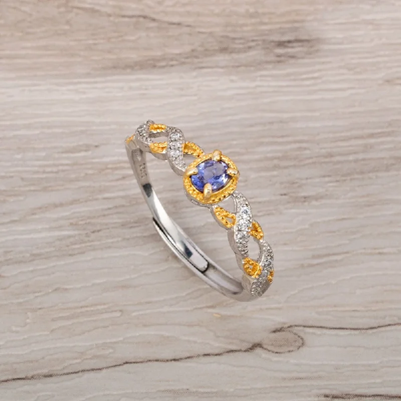 Ladies rings recycled metal styles-Natural Tanzanite Crystal Ring