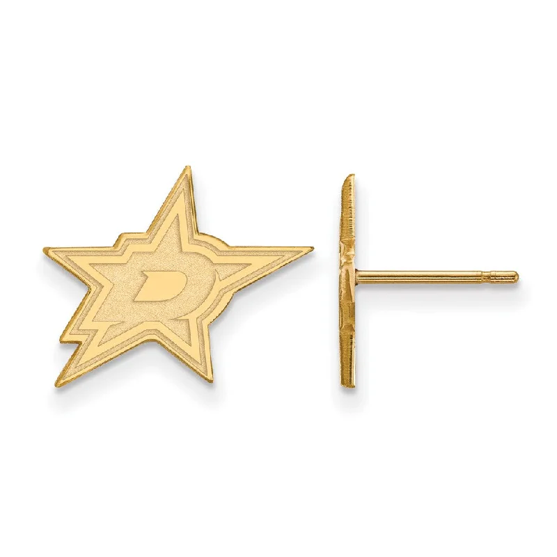 Ladies earrings physical store locations-SS 14k Yellow Gold Plated NHL Dallas Stars Small Post Earrings