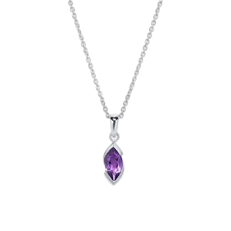 Ladies necklaces choker style trends-Unique & Co Marquis Amethyst Necklace