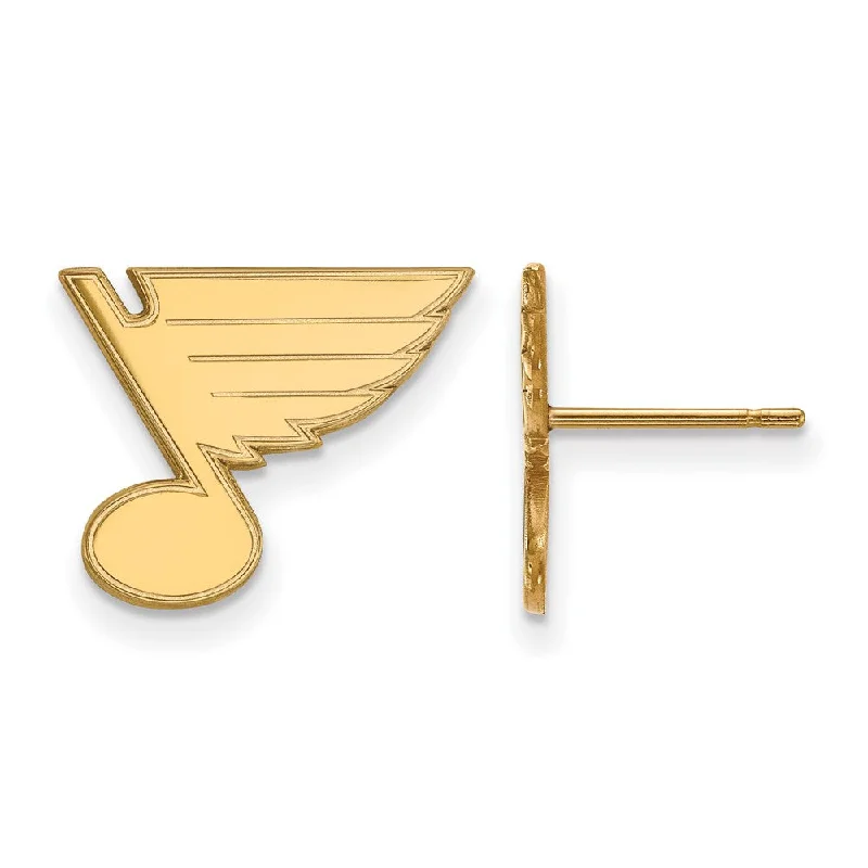 Ladies earrings creative artistic styles-SS 14k Yellow Gold Plated NHL St. Louis Blues Small Post Earrings