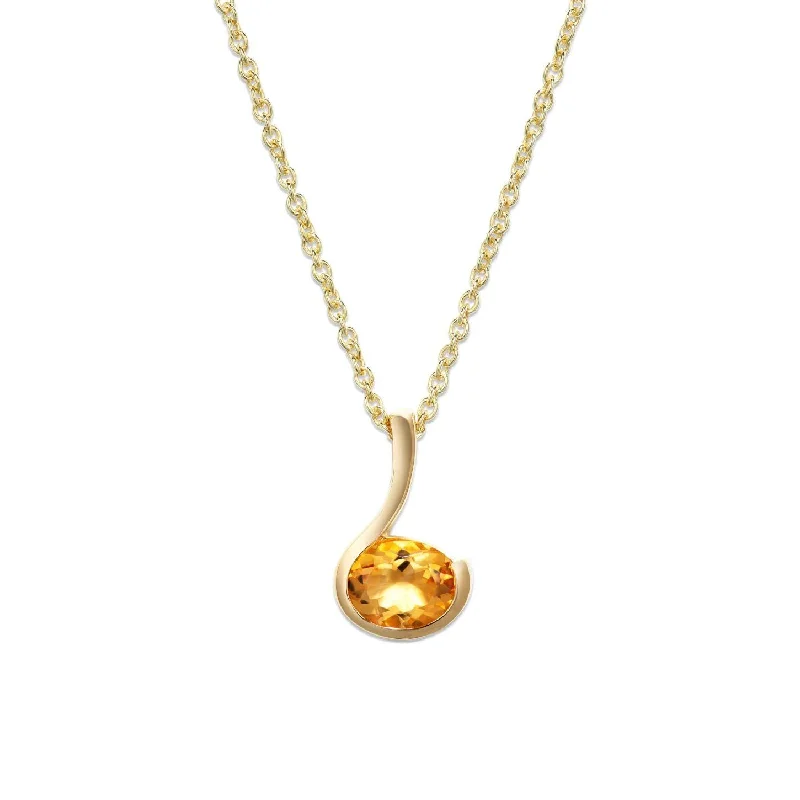 Ladies necklaces uniform width styles-Unique & Co Gold Citrine Loop Necklace