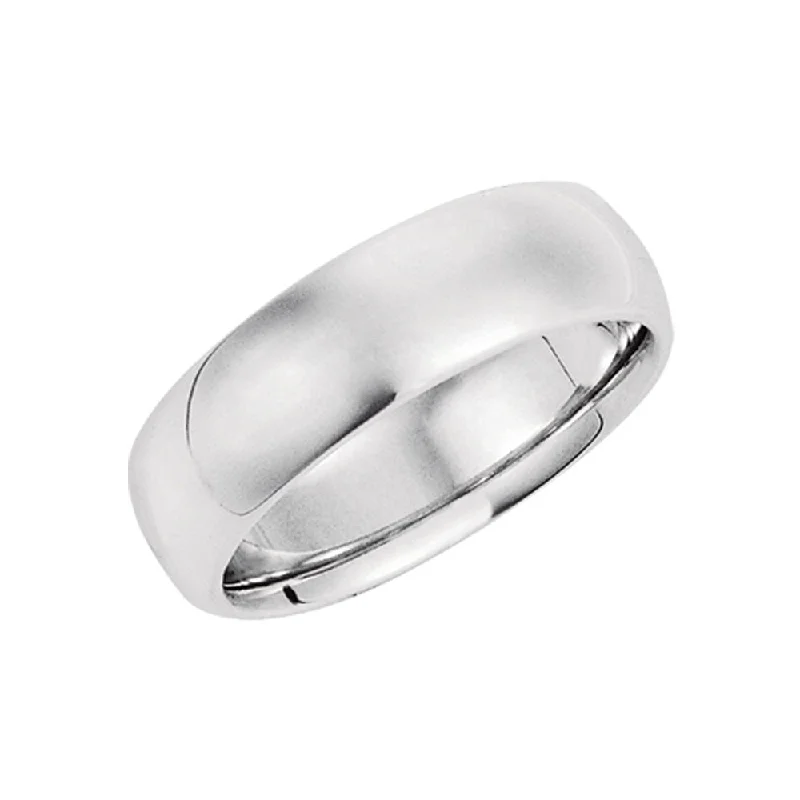 Ladies rings fair trade styles-7mm Domed Comfort Fit Wedding Band in Platinum