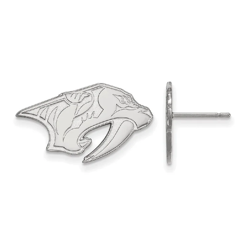 Ladies earrings adjustable fit options-14k White Gold NHL Nashville Predators Small Post Earrings