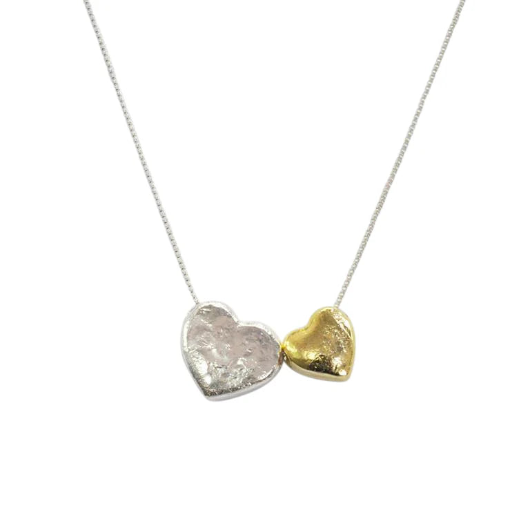 Ladies necklaces dangling charm styles-Silver Gold Heart Pendant Necklace