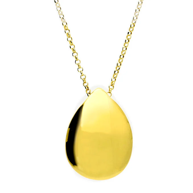 Ladies necklaces sparkle detail designs-18ct Gold Plated Sterling Silver Teardrop Pendant Necklace