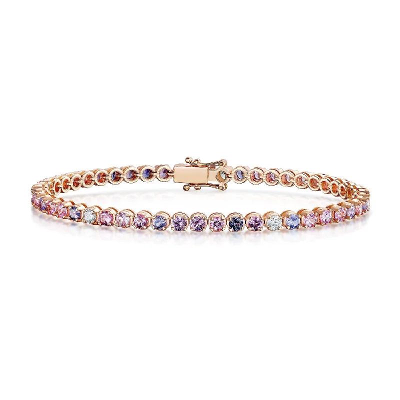 Ladies bracelets starburst style picks-Ladies bracelets starburst style picks-18ct Rose Gold Rainbow Sapphire And Diamond Tennis Bracelet