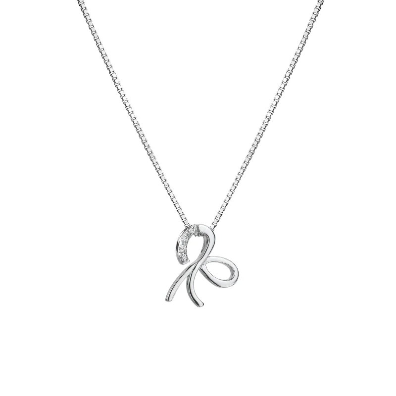 Ladies necklaces modern art necklaces-Hot Diamonds Sterling Silver Ribbon Pendant Necklace