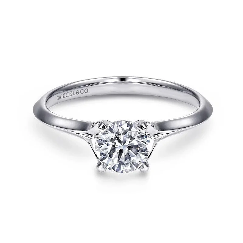 Ladies engagement rings gold designs-Ellis - 14K White Gold Round Diamond Engagement Ring (Setting Only)