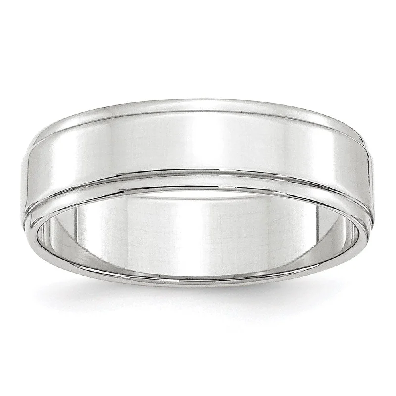 Ladies rings perfect gift choices-6mm 14K White or Yellow Gold Flat Ridged Edge Standard Fit Band