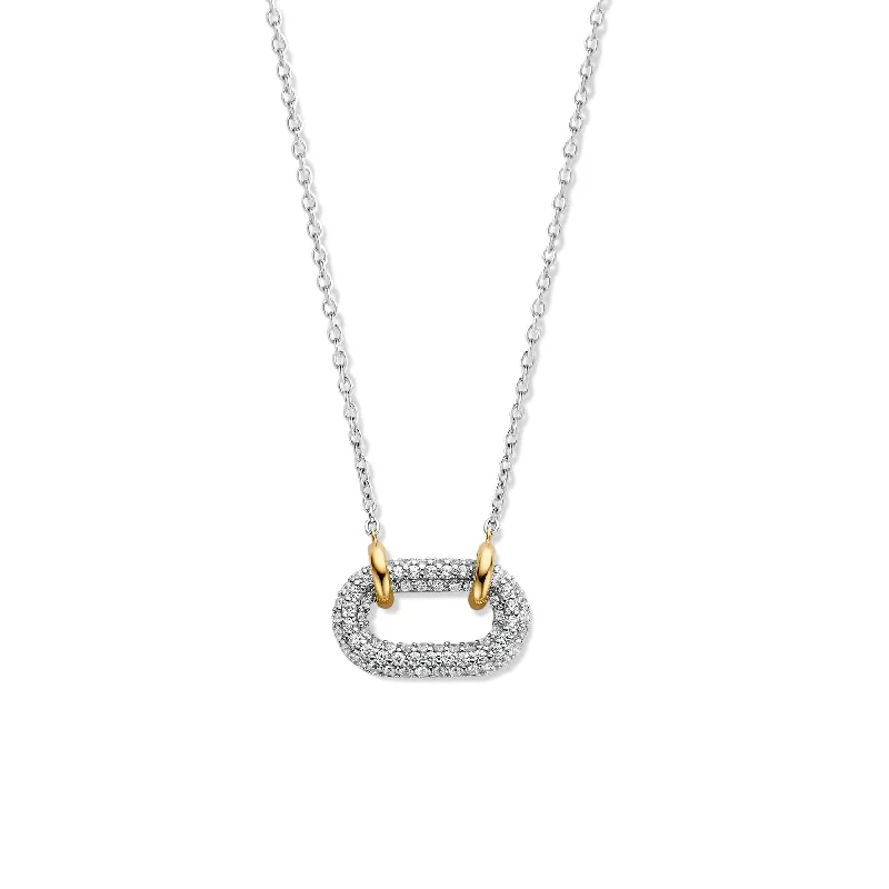 Ladies necklaces gradient gem necklaces-Ti Sento Cubic Zirconia Open Link Necklace