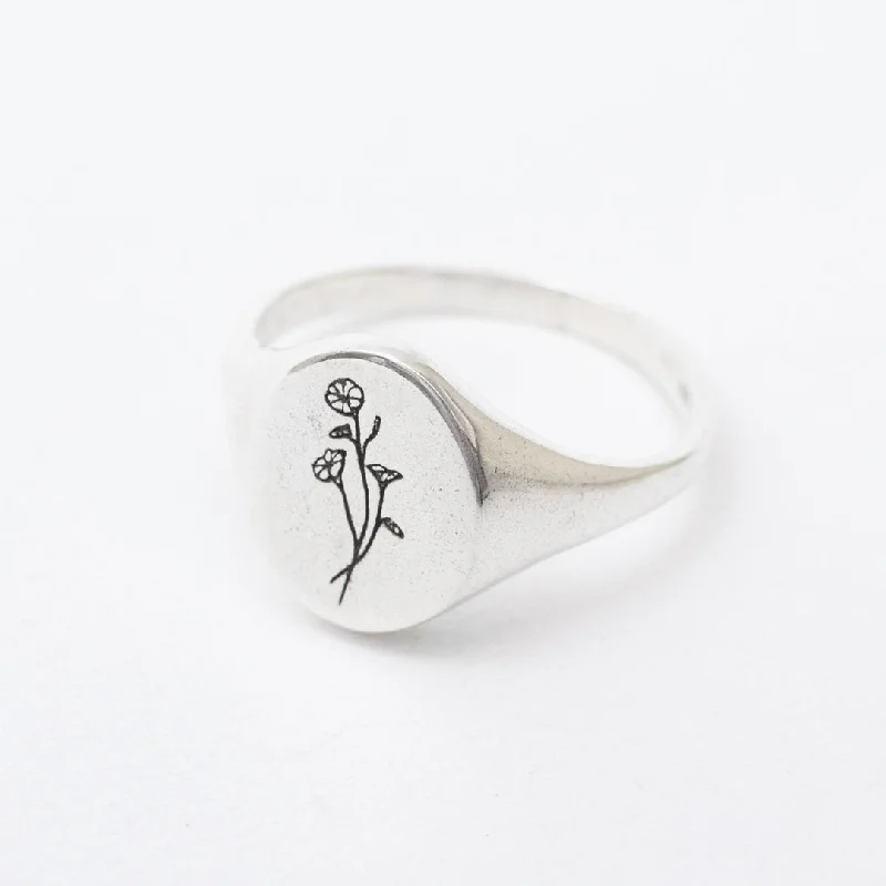 Ladies rings slip-on ring styles-October Birth Flower Signet Ring