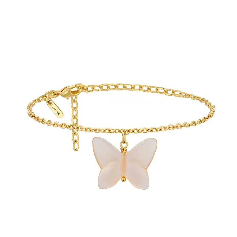 Ladies bracelets minimalist daily wear-Ladies bracelets minimalist daily wear-Papillon Yellow Gold-Plated & Peach Crystal Bracelet