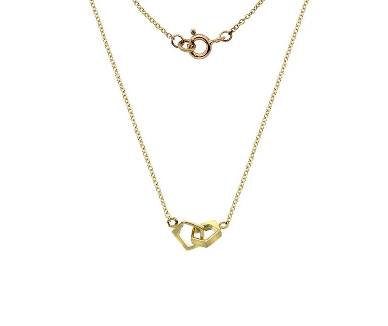 Ladies necklaces lightweight gold chains-9ct Yellow or Rose Gold Double Pentagon Necklace