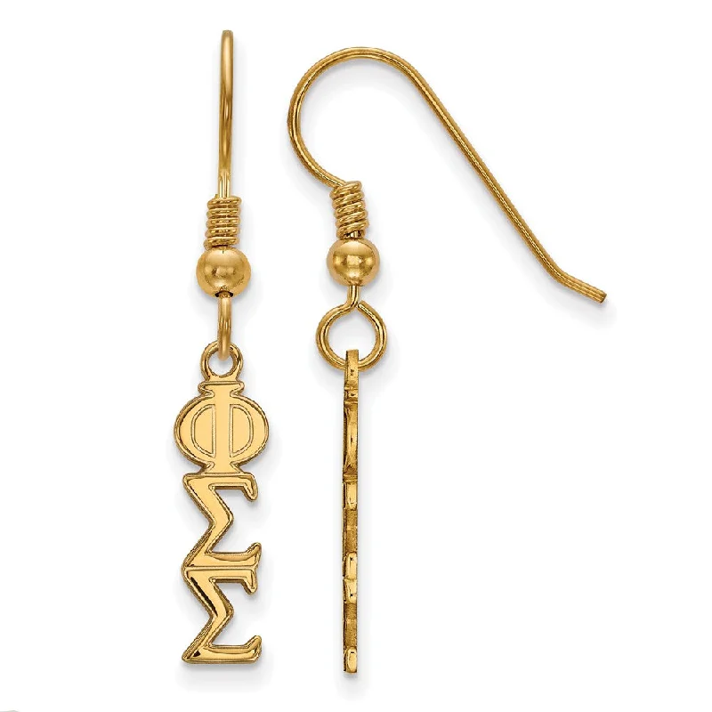 Ladies earrings animal-inspired themes-14K Plated Silver Small Phi Sigma Sigma Dangle Earrings