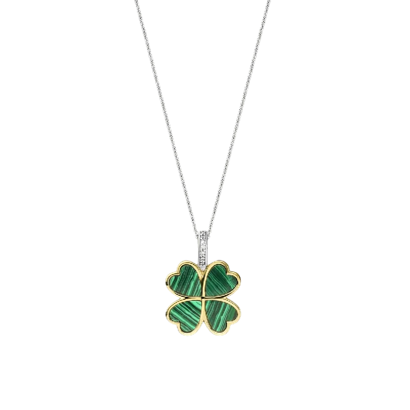 Ladies necklaces chunky statement designs-Ti Sento 18ct Gold Vermeil Silver Cubic Zirconia Clover Necklace