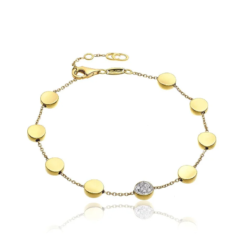 Ladies bracelets bespoke jewelry picks-Ladies bracelets bespoke jewelry picks-Armillas Glow 18ct Yellow Gold Flat Circle Diamond Pave Set Bracelet