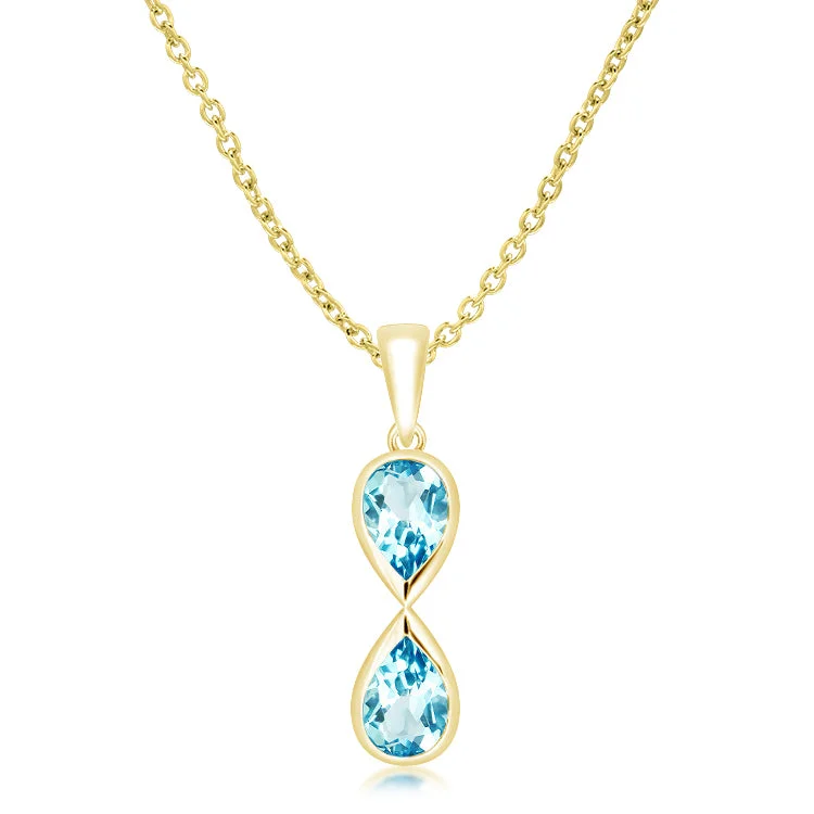 Ladies necklaces vintage estate pieces-Unique & Co Gold Vermeil Blue Topaz Pendant Necklace