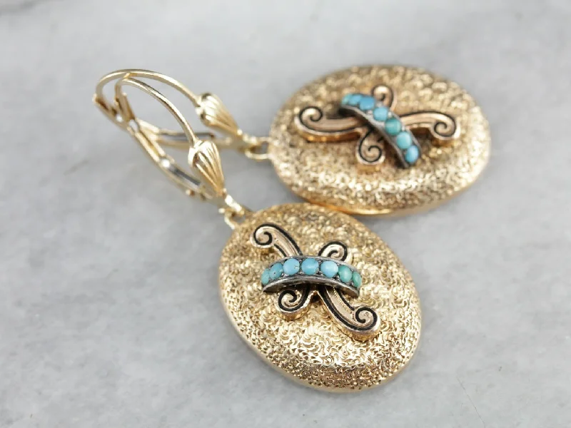 Ladies earrings tarnish-free designs-Upcycled Turquoise Drop Earrings