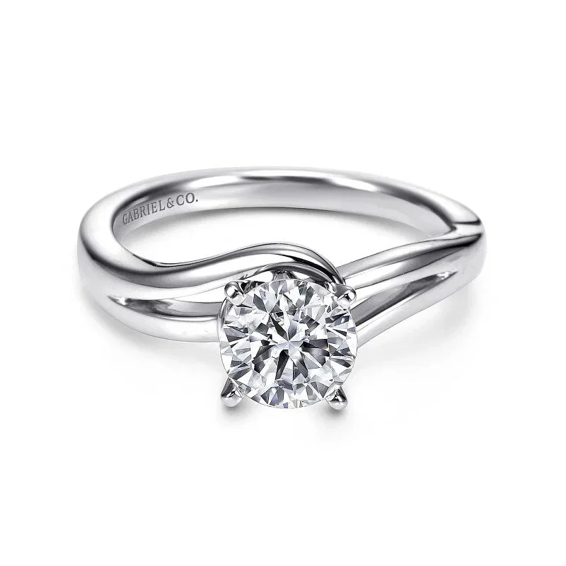 Ladies engagement rings 2025 trends-14K White Gold Round Bypass Diamond Engagement Ring