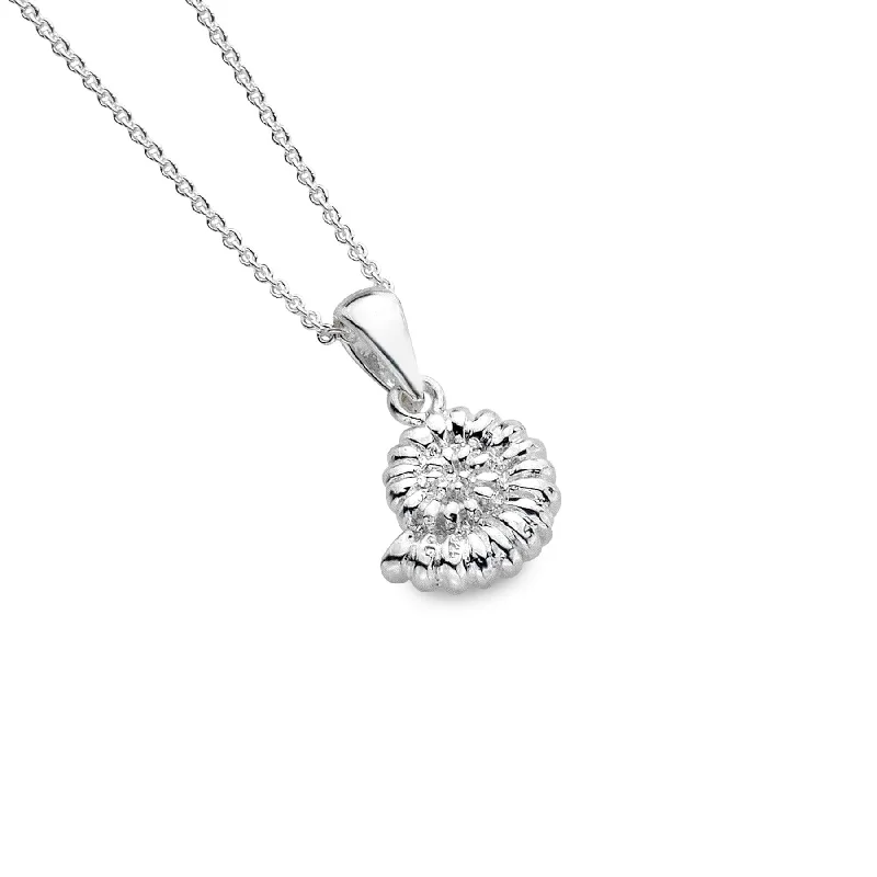 Ladies necklaces triple stone necklaces-Sea Gems Silver Ammonite Fossil Shell Necklace