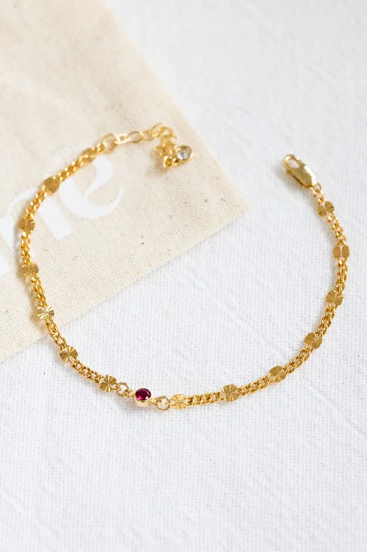 Ladies bracelets ruby gem accents-Ladies bracelets ruby gem accents-Ruby CZ Sunrise Bracelet