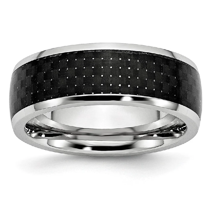 Ladies rings vintage estate pieces-8mm Cobalt & Black Carbon Fiber Domed Standard Fit Band