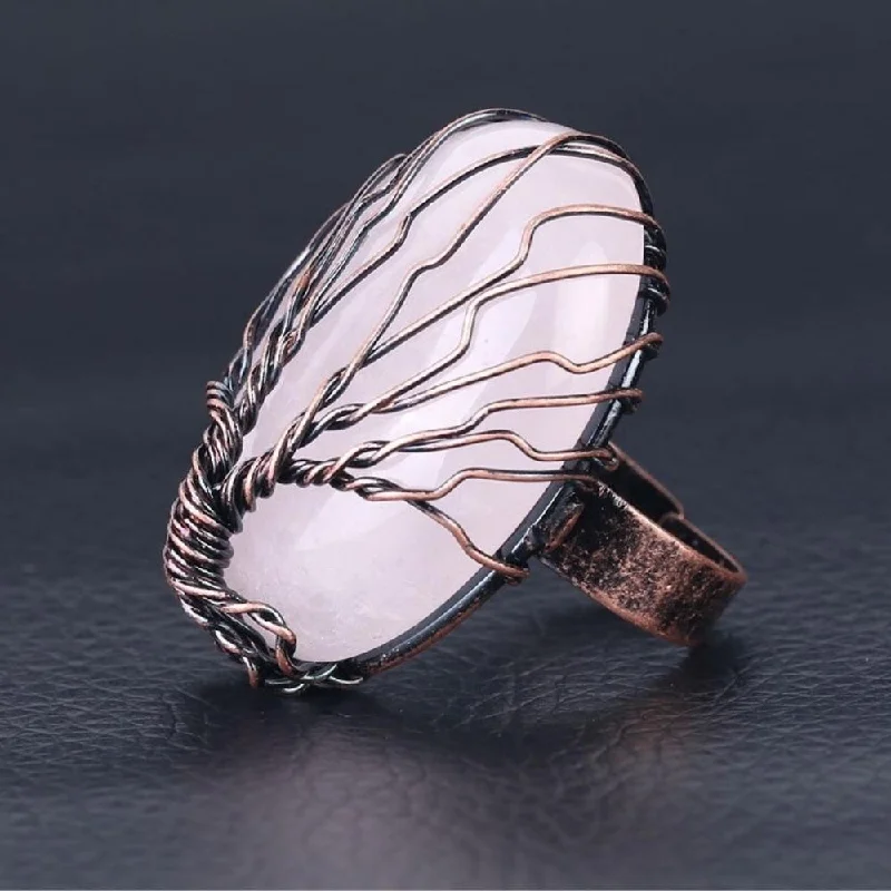 Ladies rings organic shape designs-Artisanal Stone Tree Ring