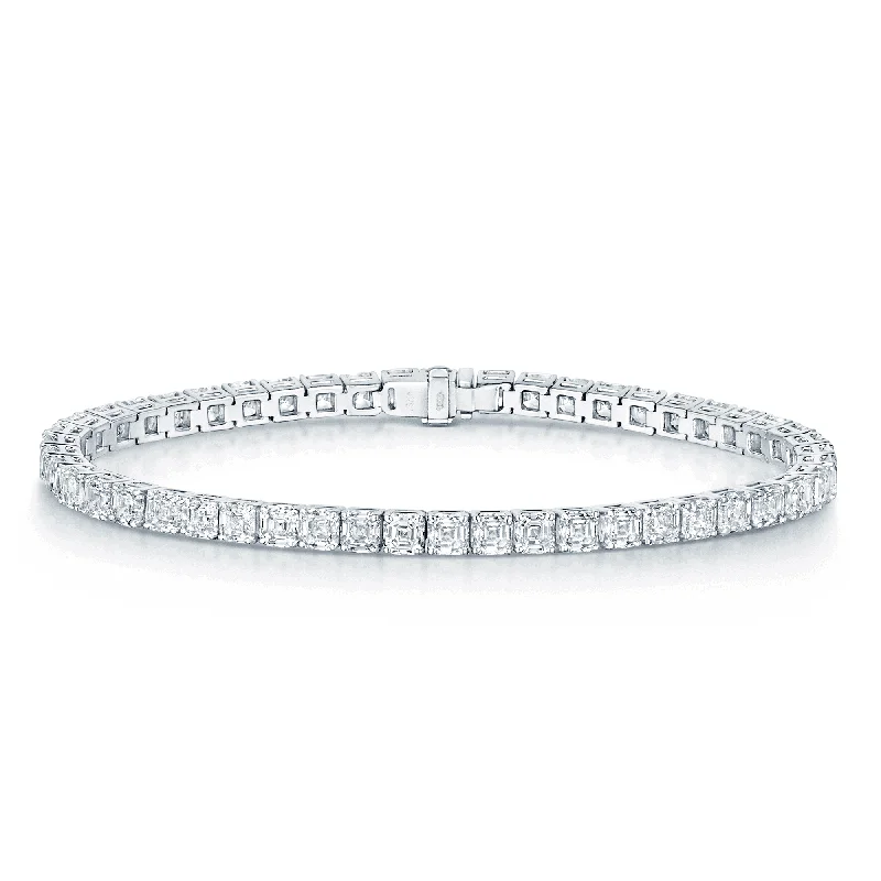 Ladies bracelets thin bangle designs-Ladies bracelets thin bangle designs-18ct White Gold Asscher Cut Diamond Claw Set Tennis Bracelet