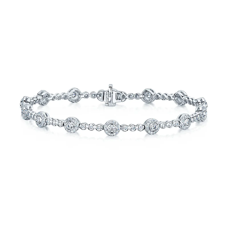 Ladies bracelets personalized touch options-Ladies bracelets personalized touch options-18ct White Gold Round Brilliant Diamonds in a Rub Over Setting Bracelet