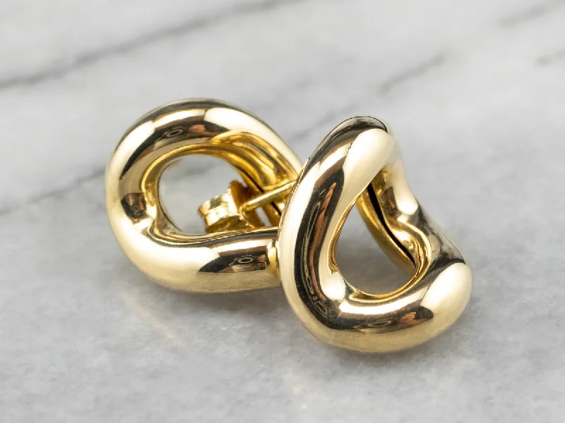 Ladies earrings adjustable fit options-Sculptural 18K Gold Stud Earrings