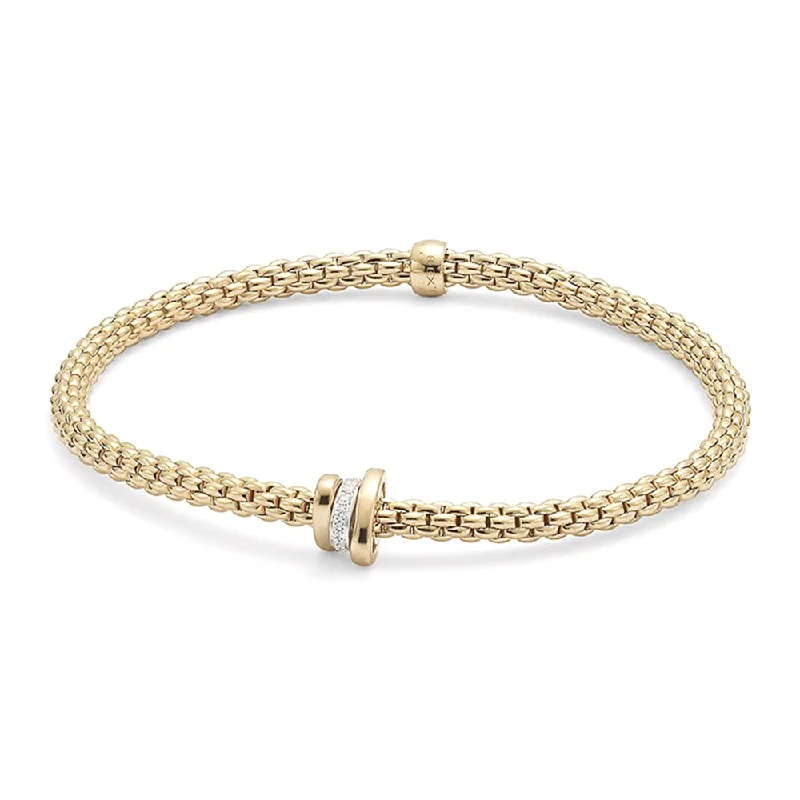 Ladies bracelets cubist style designs-Ladies bracelets cubist style designs-Prima 18ct Yellow Gold Bracelet With Diamond Set And Plain Rondels