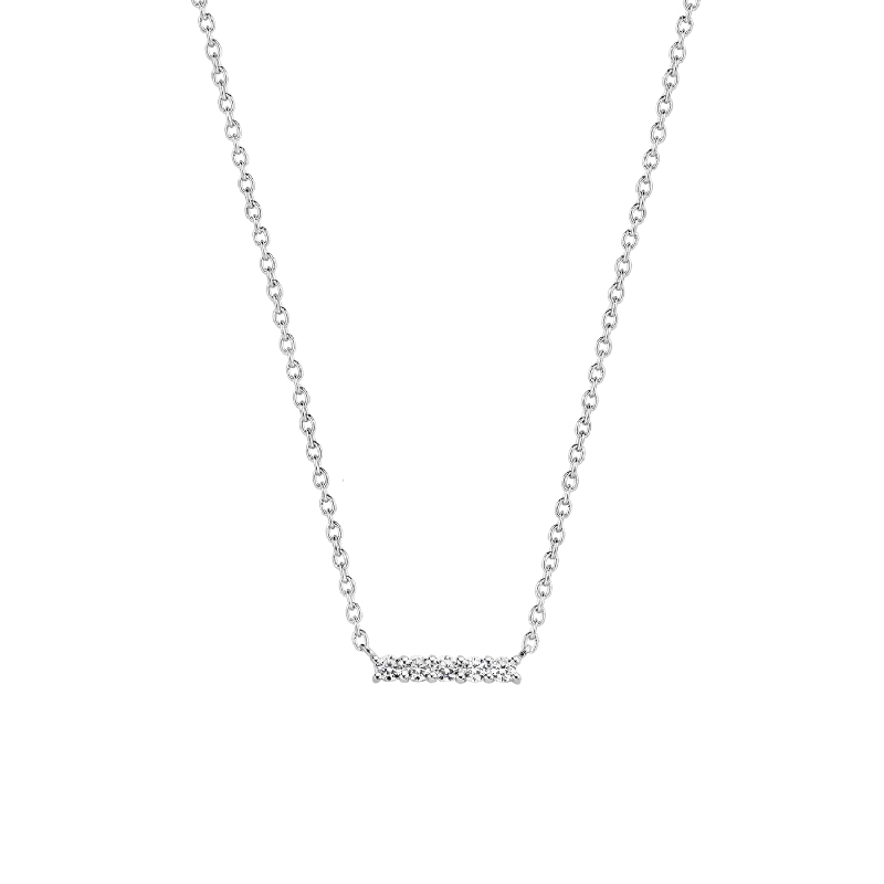 Ladies necklaces engraved name pendants-Ti Sento Sterling Silver Cubic Zirconia Bar Necklace