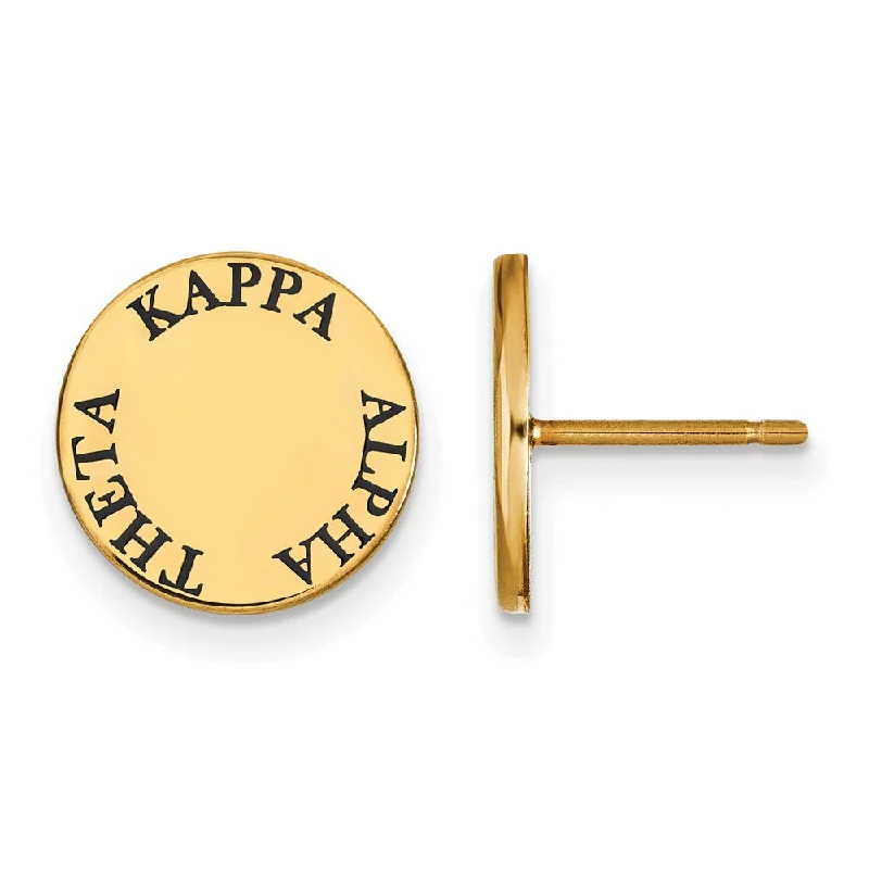 Ladies earrings triple stone earrings-14K Plated Silver Kappa Alpha Theta Enamel Disc Post Earrings