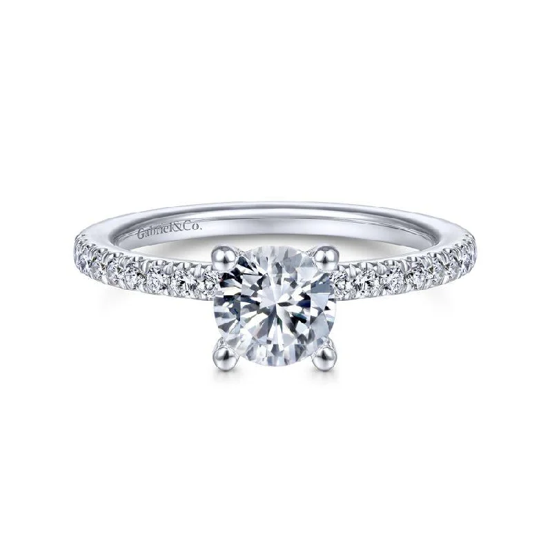 Ladies engagement rings sentimental value-Ulani - 14K White Gold Round Diamond Engagement Ring(Setting Only)