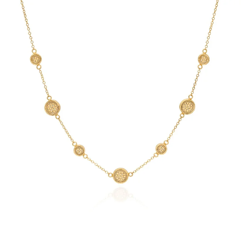 Ladies necklaces rotating gem designs-Anna Beck Classic Gold Station Necklace