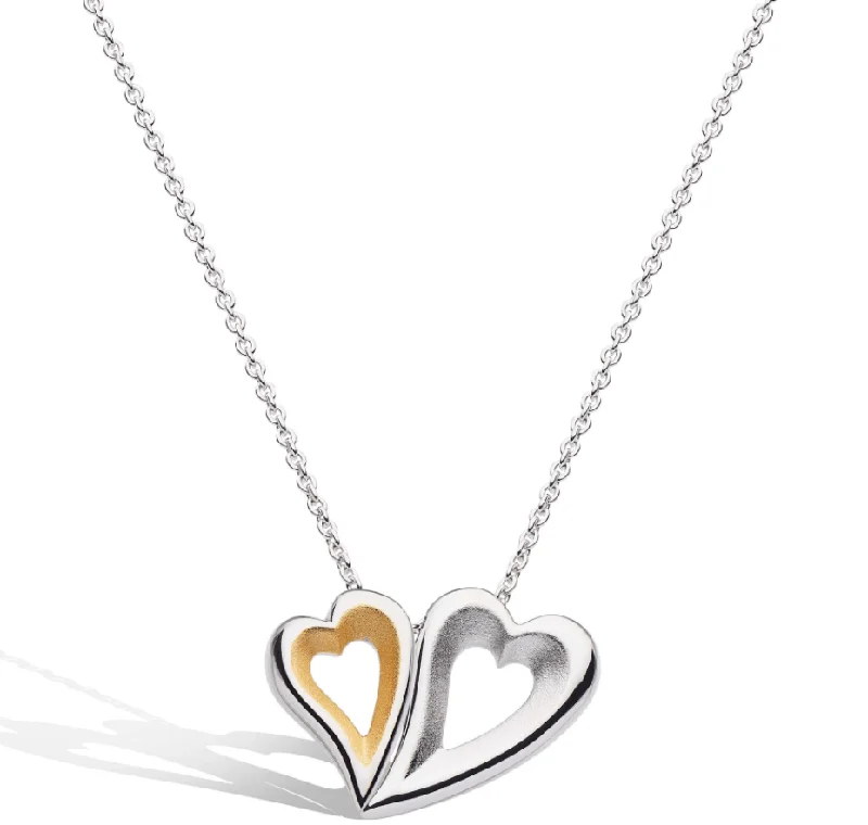 Ladies necklaces chain length guide-Kit Heath Desire Love Story Tender Together Gold Twinned Heart Necklace